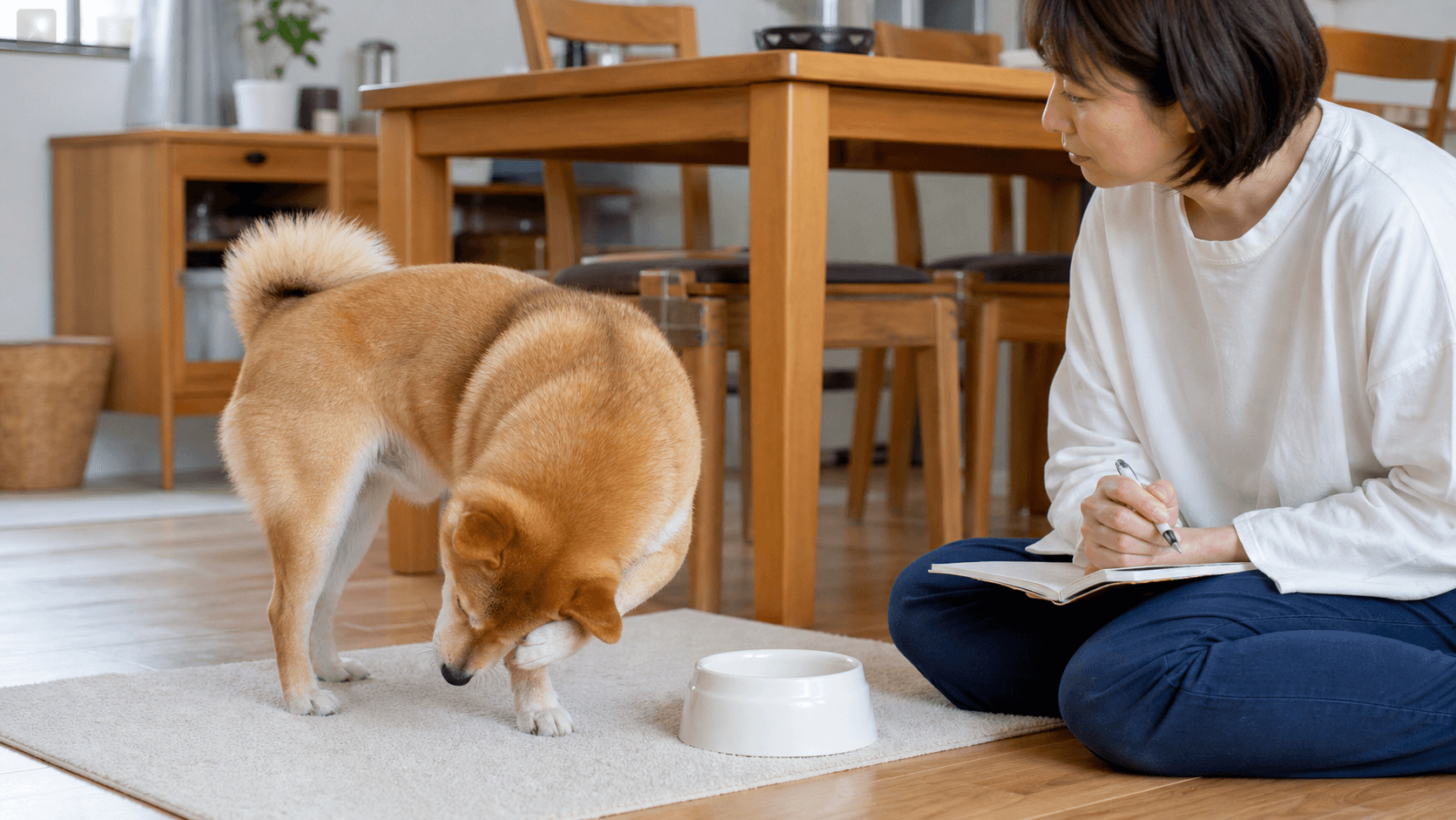 犬が食後に顔を床へこすりつける時の消化・アレルギー・口の違和感