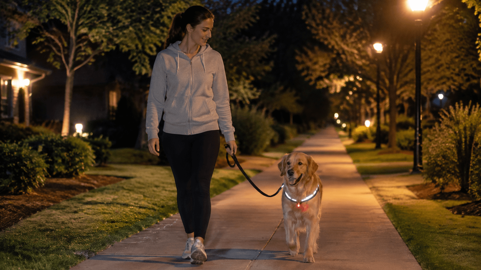 犬の夜散歩は何時まで?安全な道・ライト・怖がる犬の注意点
