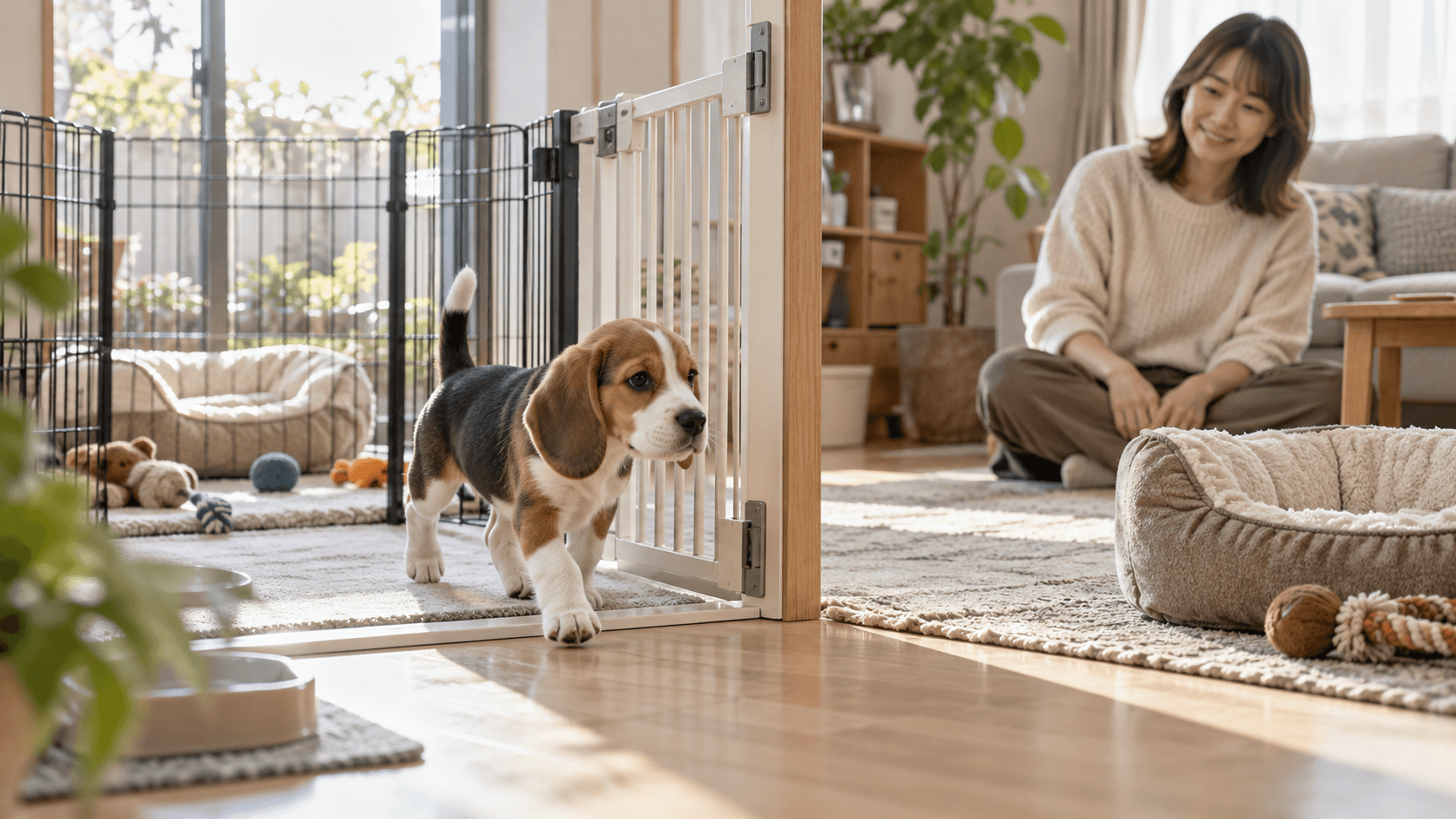 子犬のケージはいつまで?部屋を広げる判断サインと進め方