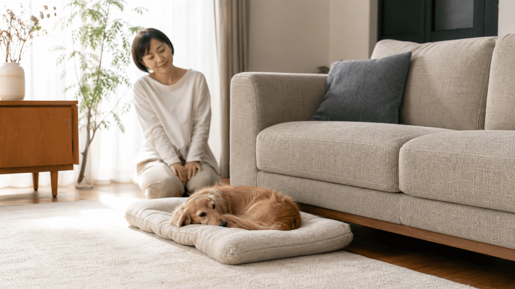 犬がいつもと違う場所で寝る時に確認したい体調と環境